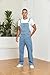 UMESOUL Men's Denim Bib Overalls Slim Fit Stretchy Fashion Jean Jumpsuit with Pockets, Light Blue, 30