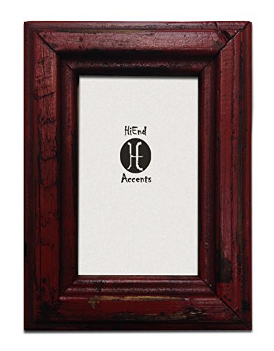 HiEnd Accents Painted Distressed Wood 4x6 Picture Frame, Red