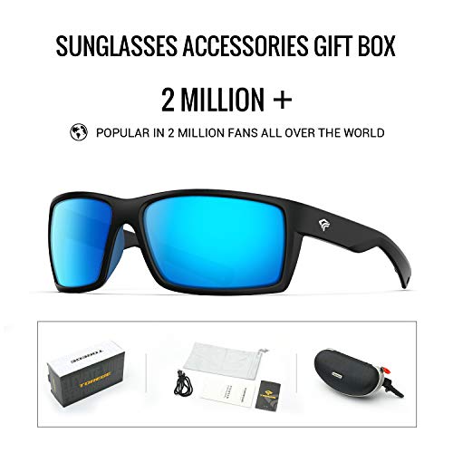 Torege Sports Polarized Sunglasses For Men Women Flexible Frame Cycling Running Driving Fishing Trekking Glasses Tr24 (Matte Black & Purple Blue & Ice Blue Revo Lens) #TOP4