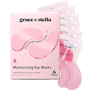 grace & stella Award Winning Under Eye Mask – Reduce Dark Circles, Puffy Eyes, Undereye Bags, Wrinkles – Gel Under Eye Patches – Gifts for Mom – Vegan Cruelty-Free Self Care (Pink, 6 Pairs)