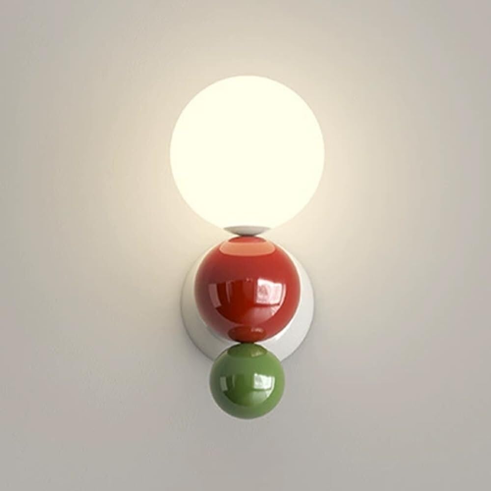 SMCCYYSD Spherical Metal Wall Lamp White Acrylic Lampshade Sconce Mini Globe Design Lantern for Bedroom Bedside Living Room Study Corridor Entryway Restaurant Night Light(C)