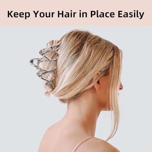 Pinza de pelo metálica para mujer, grande, para cabello grueso y fino, color dorado miniatura 4