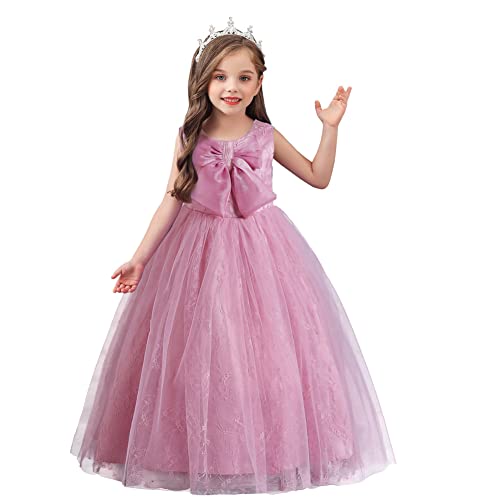 Robe de princesse fille 6-7 ans grand nœud demoiselle d'honneur tulle