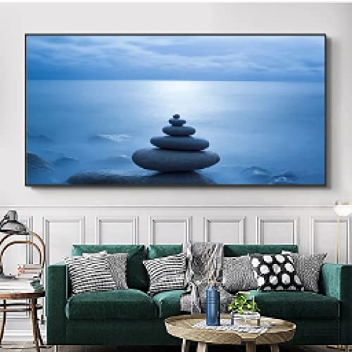 Statue Moderne Peinture Toile Bouddha pour Décoration Zen du Salon 80x160cm