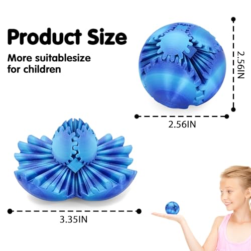 Image of Gear Ball 3D Printed Cube Fidget Toy,Gear Sphere Fidget Toys,Sensory Toys for Stress and Anxiety Relief, Desk Toy Fidget Spinners,Stocking Stuffers for Adults & Kids Gift (Aurora Blue, 2.3 Inch)