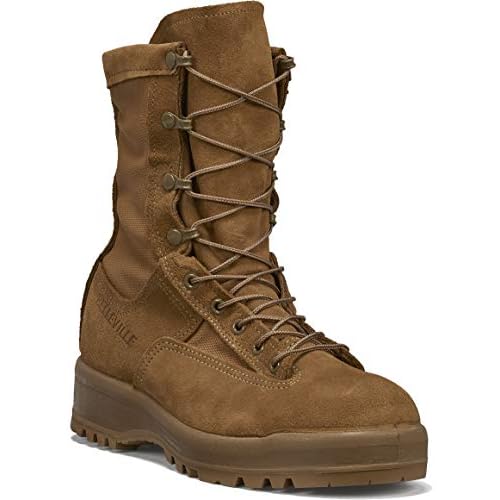 Belleville C790 ST 8” Waterproof Steel Toe Flight and Combat Boots for Men - AR 670-1/AFI 36-2903 Army/USAF Flight Approved Coyote Brown with Vibram Outsole; Berry Compliant, Coyote - 9.5 R
