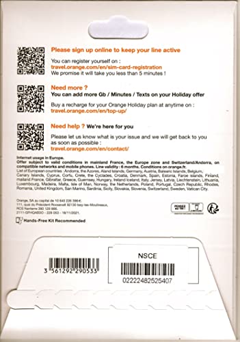 8Gb 14 Day Orange Europe Sim Card, 30 Minutes Calls+200 Texts To Worldwide. Fresh Stock, Upgraded Offer! #TOP1