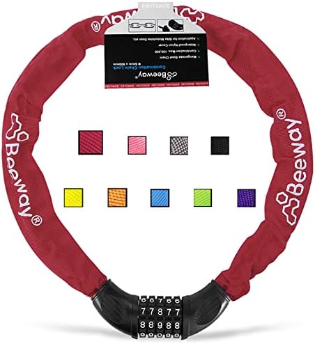 Bike Chain Lock, Heavy Duty 5-Digits Codes High Security Cycling Combination Lock for Bicycle Motorcycle Scooter Electric Vehicles Door (Blue)