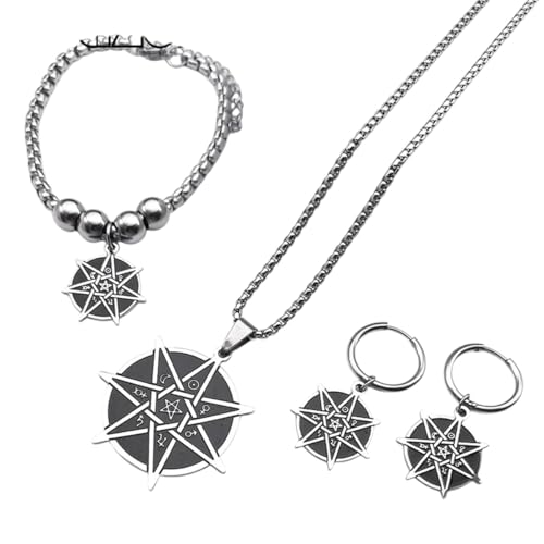 Astrology Seven - Pointed Star Heptagram Witchcraft Jewelry Set For