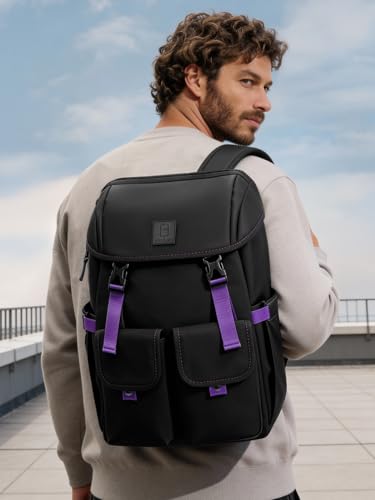 Image of The Souled Store Nebula Backpacks | 19.5L Durable Canvas Laptop Bag for Men & Women | 15.6 Inch Padded Tech Sleeve & Dual Compartment Rucksack - Space Grey