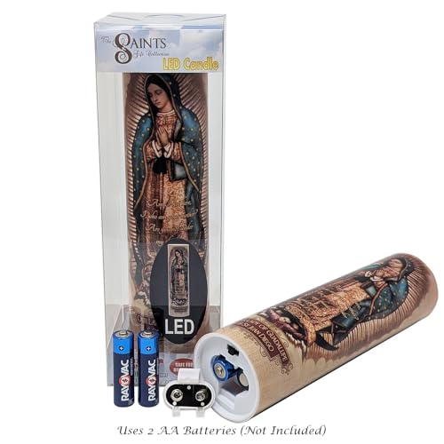 Image of Our Lady of Guadulpe with Juan Diego, LED Flameless Devotional Prayer Candle