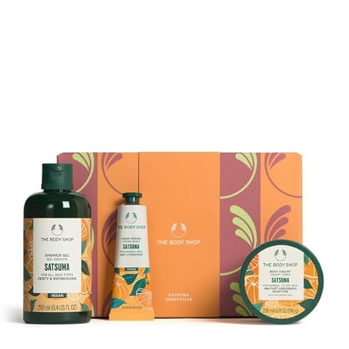 The Body Shop Satsuma Essentials 3 Piece Set | Zesty Scented Shower Gel, Hand Cream, Body Yogurt | for All Skin Types