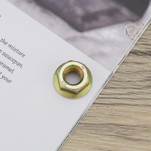 SG Store 100 Stück M8 X 1,25 Gewinde Metrisch 8 Klasse HT Gelb Verzinkte Flanschmuttern DIN6923 Ungezahnte Flansch Sechskant-Kontermuttern für Bolzen Und Schrauben