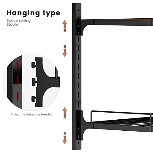 MAWEW Pot Rack Wall Mounted,Pot Hanger,Pot Hangers for Kitchen Wall Mount,With 12 Hooks Wall Pot Rack,Vintage Farmhouse Style Wall Mount Pot Rack,for Pot Storage and Organization.(Adjustable Style) - Thumbnail 3