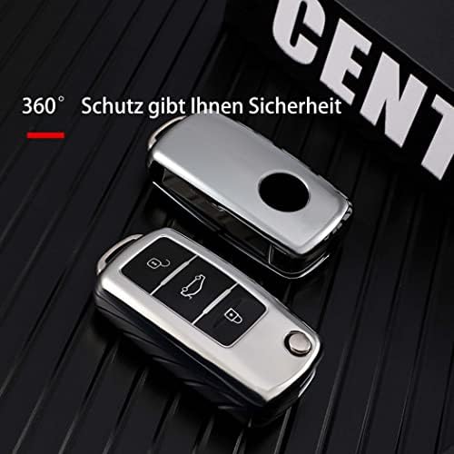 Betterher Etui na kluczyki samochodowe z 3 przyciskami, kompatybilne z VW Golf, etui na klucze, kompatybilne z Volkswagenami Polo, Passat, Skoda Seat (2 szt. niebieskie + różowe etui na klucze)