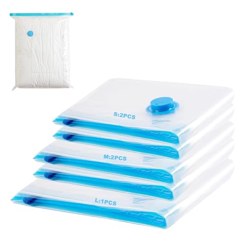 Bolsas al vacío para ropa, 5 bolsas al vacío para armario, maleta utilizada para organizar y guardar ropa y ropa de cama de todos los días