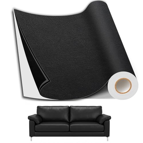 ZJXKJGS Parche de Cuero, 60 x 137cm, Parches Polipiel, Parches para Sofa Polipiel, Cuero Adhesivo, para Reparación y Renovación de Muebles, Sofás, Asientos de Coche, Cabeceras y Bolsos (Negro)