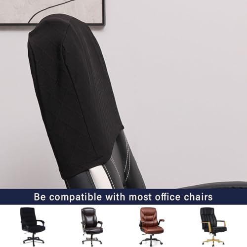 Housse appui-tête chaise de bureau noire antidérapante extensible - 5