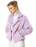 Allegra K Women's Winter Wedding Faux Fur Bolero Jacket Loose Formal Faux Fur Coat Large Taro Purple