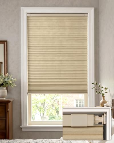 LazBlinds No Drill Blackout Cellular Shades, 42" W x 64" H, Beige