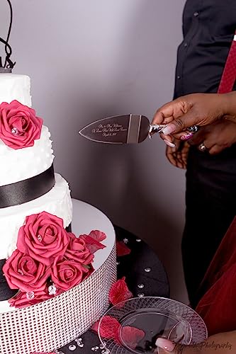 Gifts Infinity® Personalized Wedding Interlock Silver Cake Knife And Server Set Free Engraving (2541) - Valentine's Day Gift #TOP3