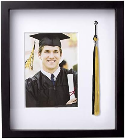 Pearhead Tassel And Picture Graduation Frame, Proudly Display a Photo in Graduation Cap and Gown in Frame with Tassel Holder, Great Centerpiece for Graduation Party, 5x7 Photo Insert