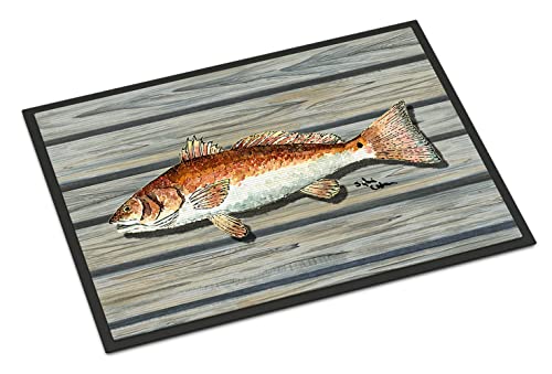 Caroline's Treasures 8489-MAT Red Fish Doormat 18x27 Front Door Mat Indoor Outdoor Rugs for Entryway, Non Slip Washable Low Pile, 18H X 27W
