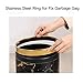 Huaqinglian Small Office Trash can Garbage can Metal Open top Wastebasket bin with Removable Gold Ring which for Hold Garbage Bag for Bathroom,Living Room,Bedroom Using (Black Gold Marble)