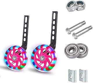 QKTYB Bicycle Training Flash Wheels for Kids, Children Bike Stabilizers Support Wheels Universal Cycling Training Wheels, Stabilisers for Childs Bike 12 14 16 18 20 Inch (1 Pair)