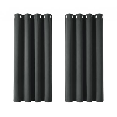 Deconovo Rideaux Occultants Isolant Thermique Anti Froid, 117x138 CM (Largeur x Hauteur), Design Moderne à Oeillets, Rideaux pour Salon et Chambre, Gris...