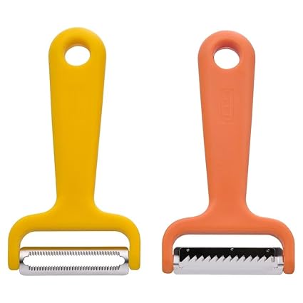 nandati Vegetable Cutters Set of 2 - Effortless Decorative Strips for Vibrant Salads and Woks - Set of 2, Bright Yellow/Bright Orange