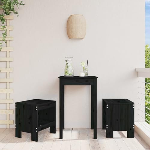 Xichuzi Taburetes de jardín 2 uds Madera Maciza Pino Negro 40x36x45 cm, Mueble Exterior, Terraza Taburete, Taburete Exterior, Taburete Alto, Mueble Bar 825342