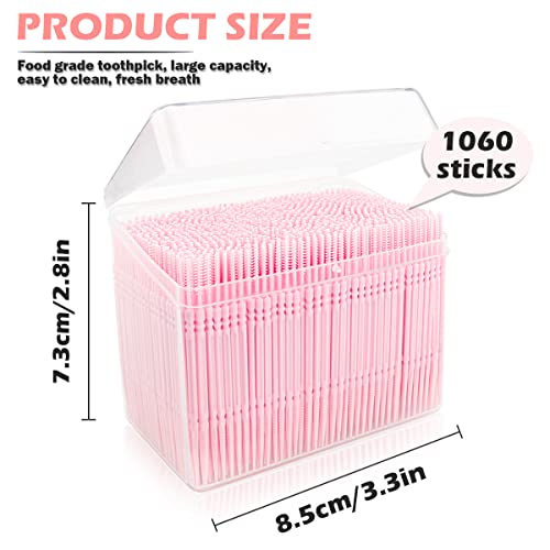 Anronch Double Head Disposable Interdental Brushes, 1060 Pcs Oral Hygiene Cleaner Stick Portable Plastic Toothpicks Oral Care Toothpicks Teeth Cleaning Tool #TOP1