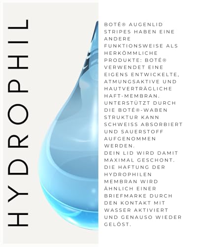 BOTÉ 144 Schlupflider Stripes unsichtbar & atmungsaktiv (L) - Lidstraffung Strips für strahlende Augen - Eyelid Stickers gegen Schlupflider - Schlupflid Stripes - Dermatest sehr gut - NEUE GRÖSSEN