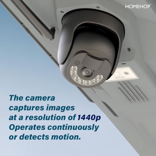 Image of Homehop Solar Street Lights Outdoor 400Watts with Security Camera Waterproof 90 LEDsMotion Sensor Lamp with Remote Controller (Cool White-Aluminum)