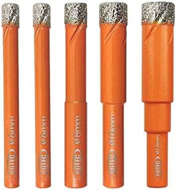 Dry Diamond Drill Bit Set,BGTEC 10pcs 6mm Hole Saw for Granite,Marble,Masonry, Concrete, Tile/Ceramic, Glass, Hard Plastic,Vacuum Brazed Diamond Core Drill Bit Kit