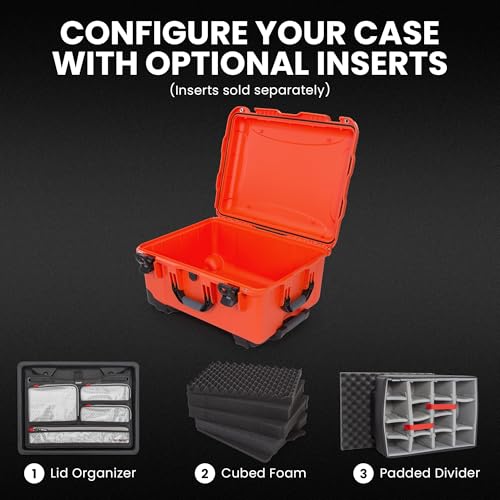 Image of NANUK 950 Empty Hard Case - Waterproof Travel Hard Case with Wheels, 22.8 inch x 18.3 inch x 11.7 inch, Dustproof and Impact-Resistant, Ideal for Heavy Loads - Orange
