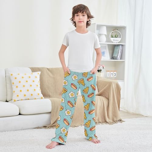 Boys' Pants Hot Dog Pizza Fried Egg Long Bottoms Jogger Pants Elastic Waist Trousers with Pockets S-XL3