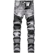XIMXIMMTIAN Mens Slim Fit Jeans Stretch Ripped Biker Jeans for Men,Fashion Straight Comfort Flex ...