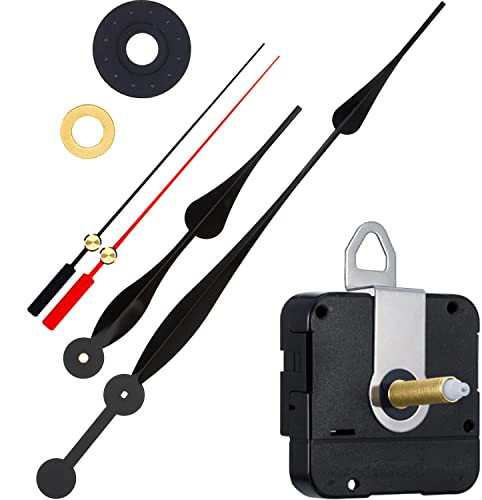 Image of Quartz Movement Replacement Mechanism With 10.3 Inch Long Spade Hands for DIY Clock (Black, Red, 28 mm Shaft Length)