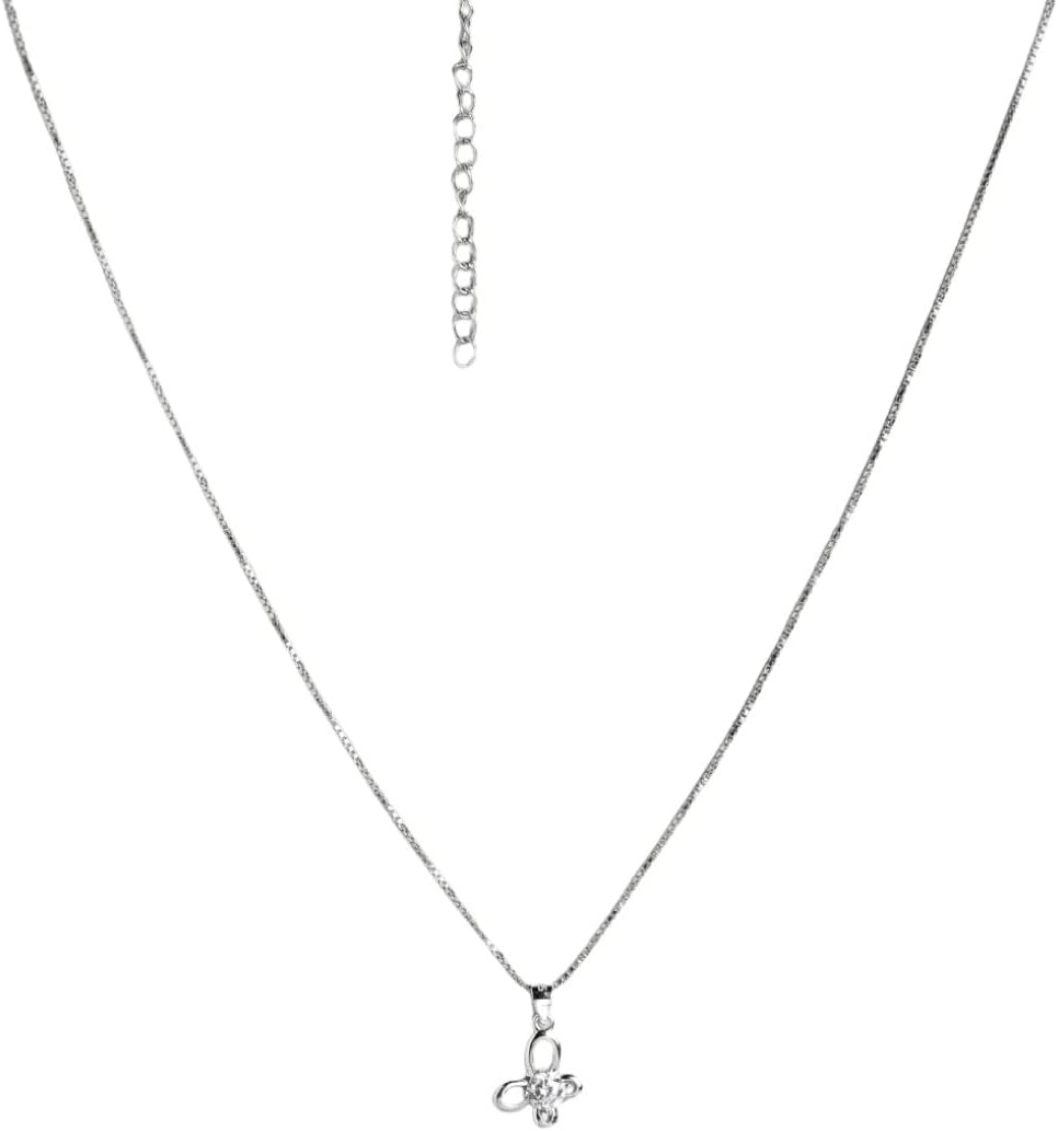 ZAVYA925 Sterling Silver Butterfly Cubic Zirconia Anti Tarnish Rhodium Plating Pendant Necklace | Gift for Women and Girls | With Certificate of Authenticity and 925 Hallmark