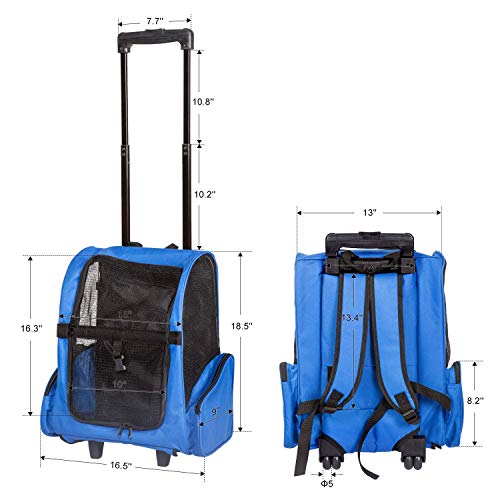 Kinbor Pet Travel Rolling Backpack Rolling Carrier For Dogs Pet Carrier With Wheels Rolling Pet Travel Tote Airline Approved With Storage Pocket #TOP4