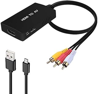 HDMI to RCA, HDMI to AV Converter, HDMI to Older TV Video Audio Converter Adapter for Apple TV, Roku, Fire Stick, Xiaomi Mi Box ect -Black