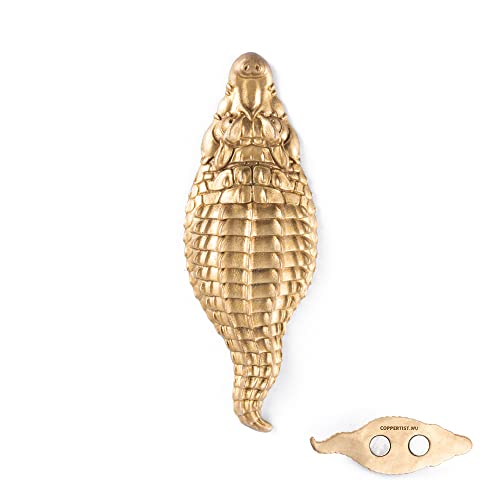 COPPERTIST.WU Aimants de Réfrigérateur Crocodile en Laiton, Aimants de Réfrigérateur pour Tableaux Blanc et Photos, Aimants Décoratifs pour la Décoration Intérieure Cover