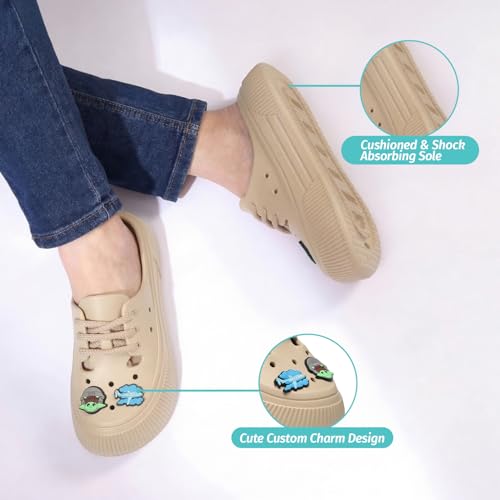 Image of YOHO Women Lace Up Clogs Sandals with Charms | Comfortable, Lightweight & Soft Shoes | Waterproof Monsoon Footwear & Rainy Slip ons for Girls | Wanderz CL