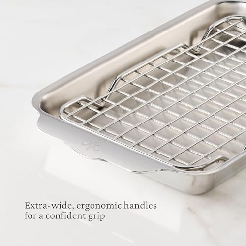 Image of Hestan OvenBond Provisions - Tri-Ply Stainless Steel 2-Piece Mini-Eighth Sheet Pan & Rack Set (6 x 9 inch)
