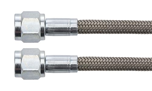 Allstar Performance AN Hose Assembly, 12 in Long, 4 AN Hose, 4 AN Straight Female to 4 AN Straight Female, Braided Stainless, PTFE Lined, Each