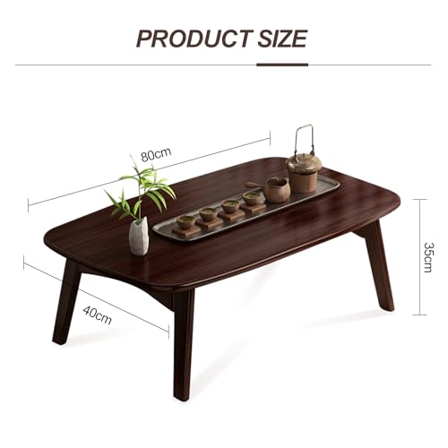 rzoizwko Japanese Floor Table Folding Bamboo Wood Coffee Table,Tatami Table for Sitting on The Floor Japanese Style Low Table (Black Walnut, 31.49 * 15.74 * 13.78Inch)