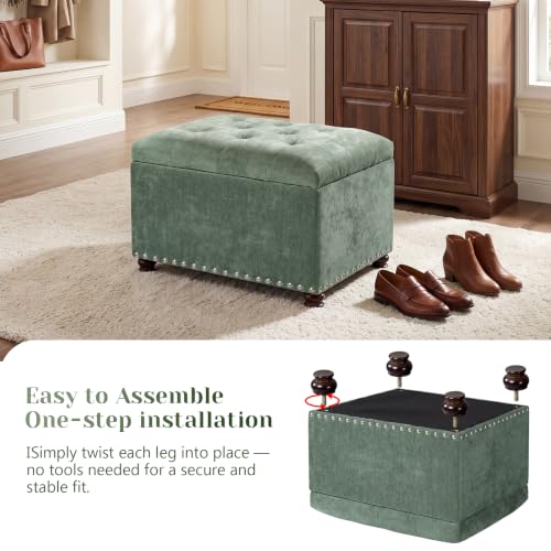 Image of Joveco 24 inch Storage Ottoman,Tufted Upholstered Fabric Ottoman Bench