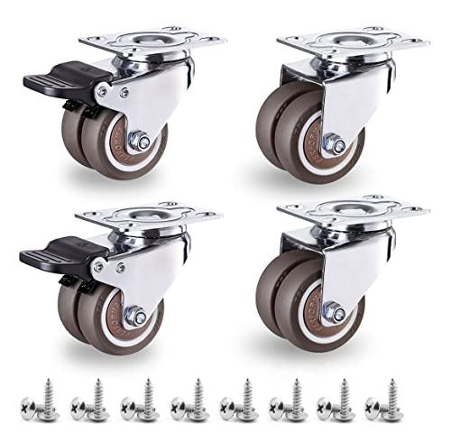 NERILEE 2" Swivel Casters Wheels,Total Load 880Lbs with 2 Br...